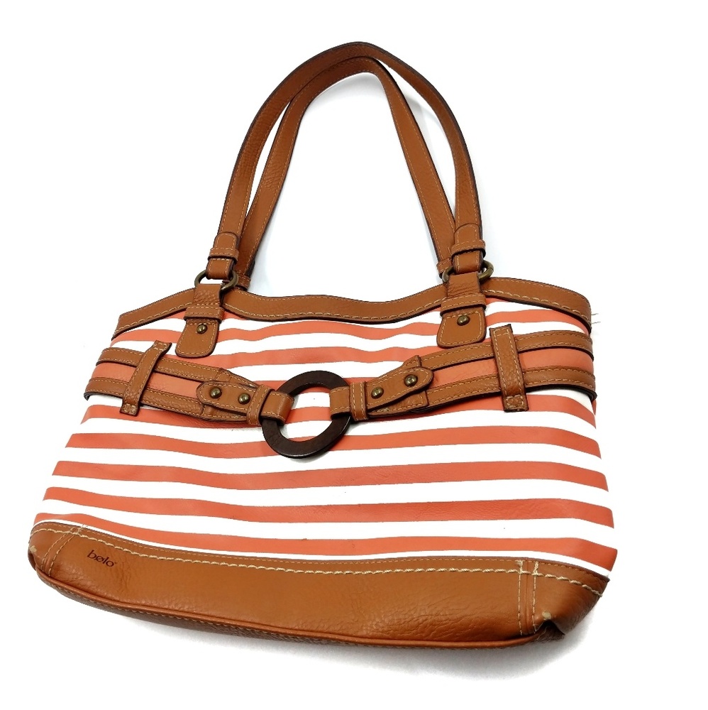 Bolo Coral Striped Vegan Leather Tote